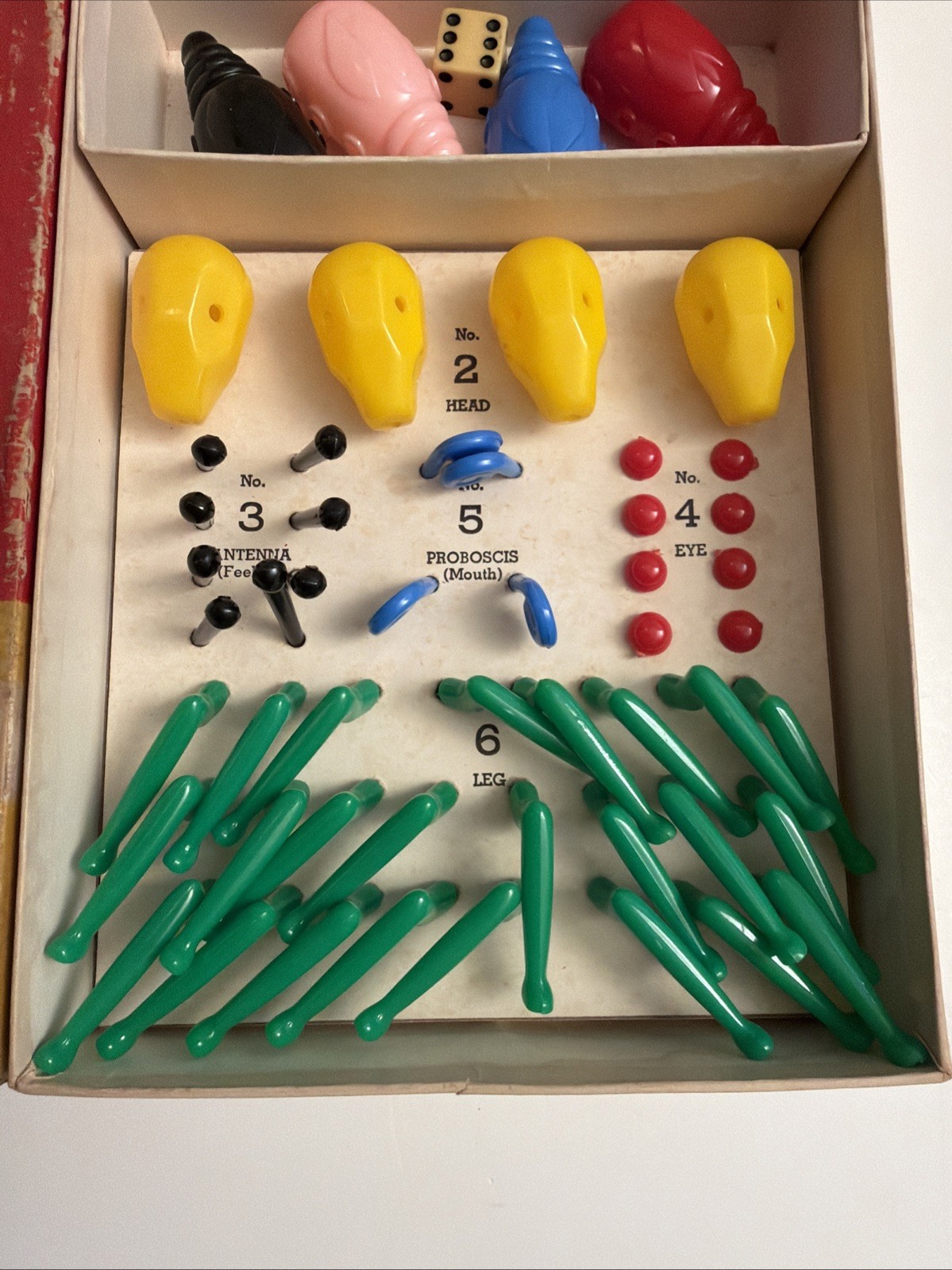 1949 ORIGINAL GAME OF COOTIE W.H. SCHAPER MFG CO. COMPLETE ALL PIECES EUC