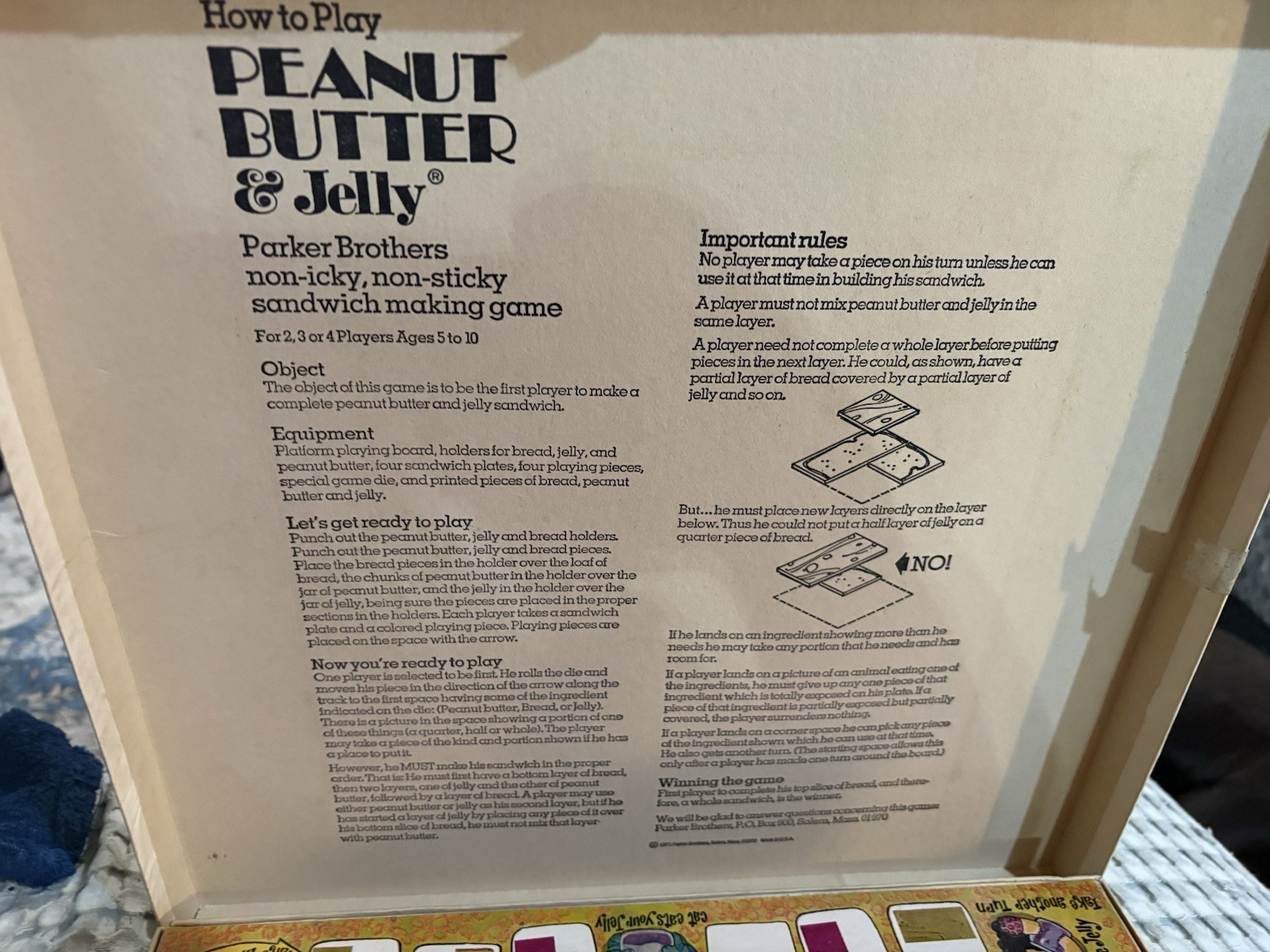 Vintage 1971 Parker Brothers Peanut Butter & Jelly Board Game