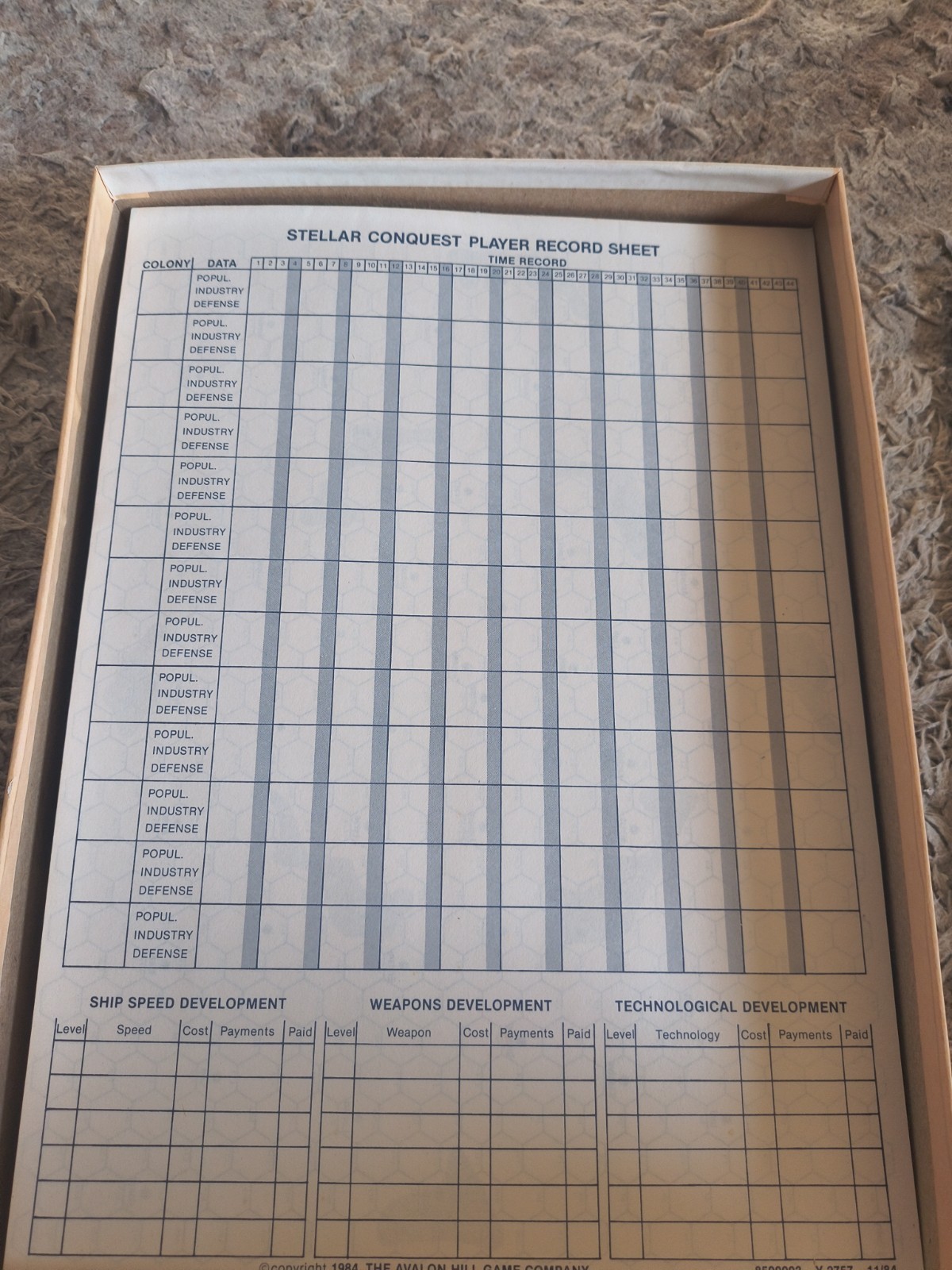 1984 STELLAR CONQUEST The Avalon Hill Board Game Rare Vintage unpunched