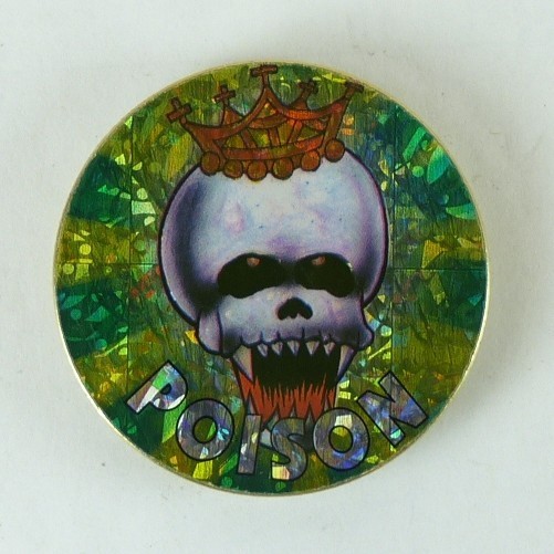 1/4″ Thick 2.5oz Heavy Brass Double Sided Pogs Slammer Poison Skull Yin Yang