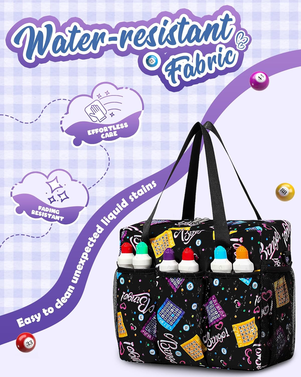 Bingo Bag with Pockets for Daubers Dabbers Dobbers Dotters Casino Bingo Game Ac