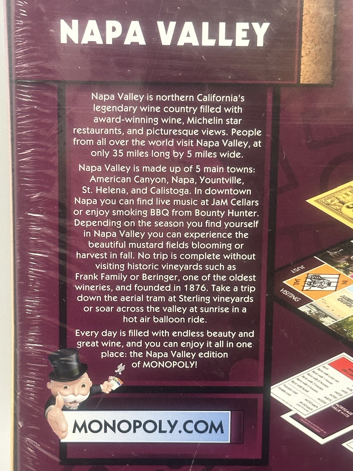 Monopoly Napa Valley Edition Board Game California Wine Country Top Trumps Card