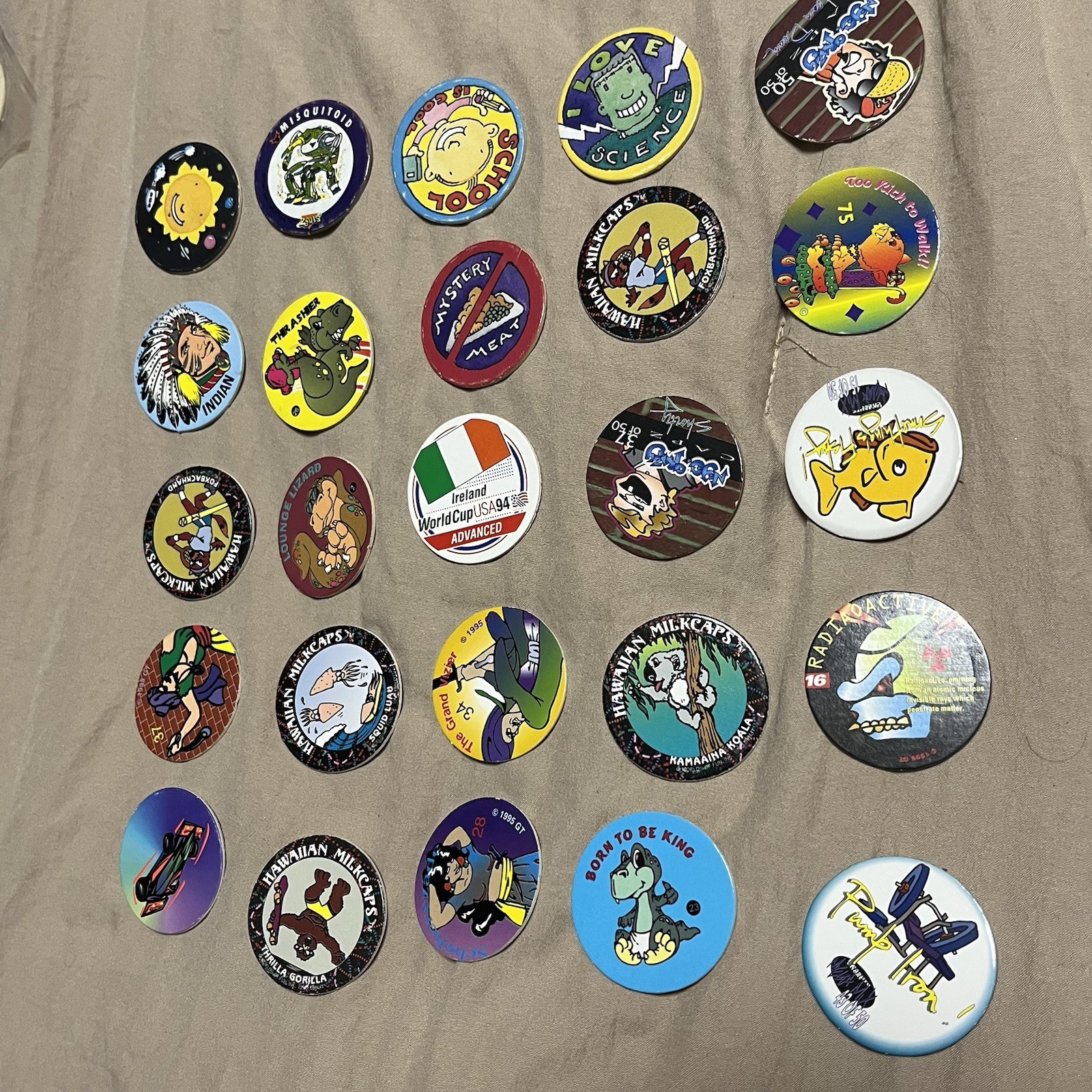 Vintage 1994 World POG Federation Game Set LOT Hologram Foil Thrilla Gorilla