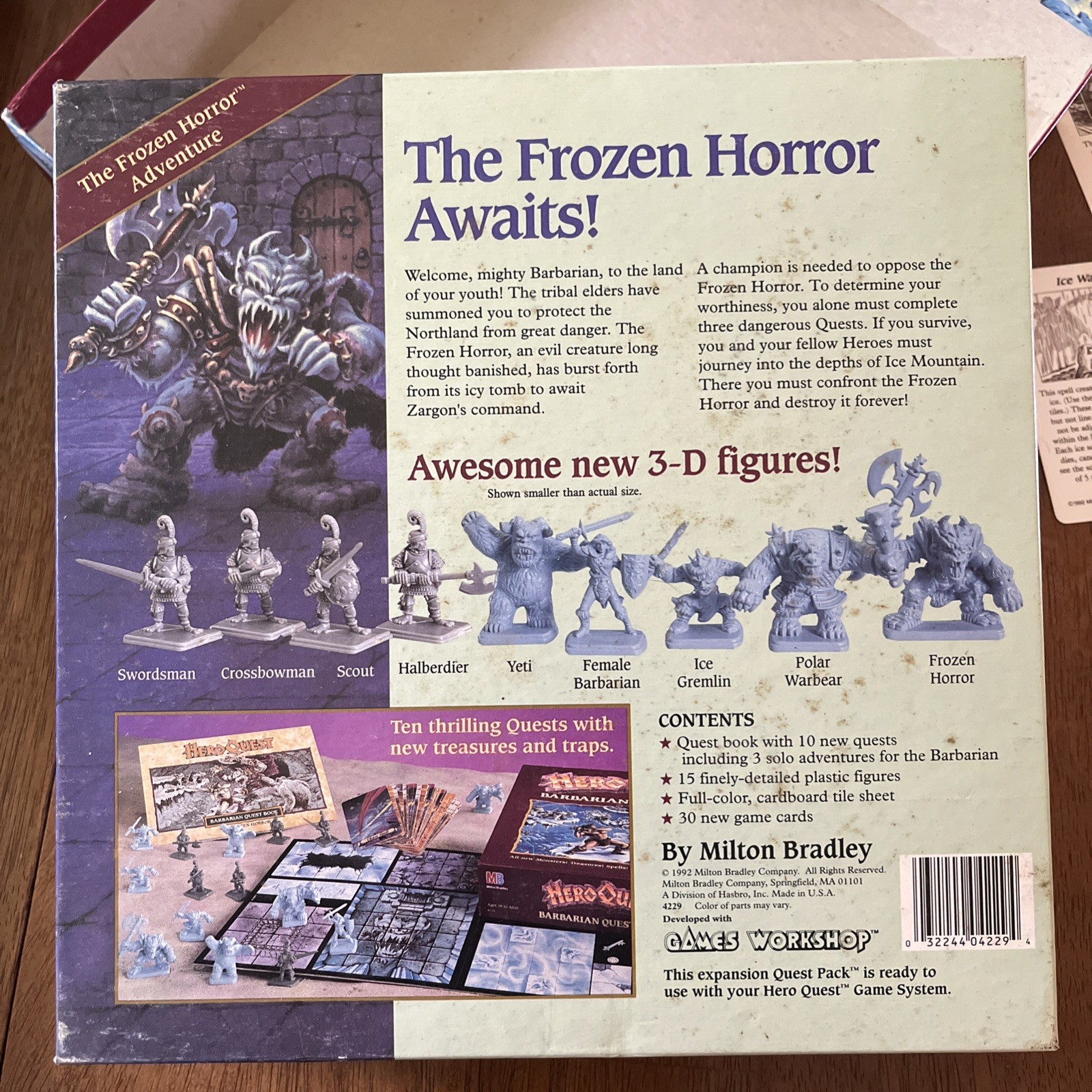 1992 Milton Bradley HeroQuest Barbarian Quest Pack, Near Complete W/Box + Extras