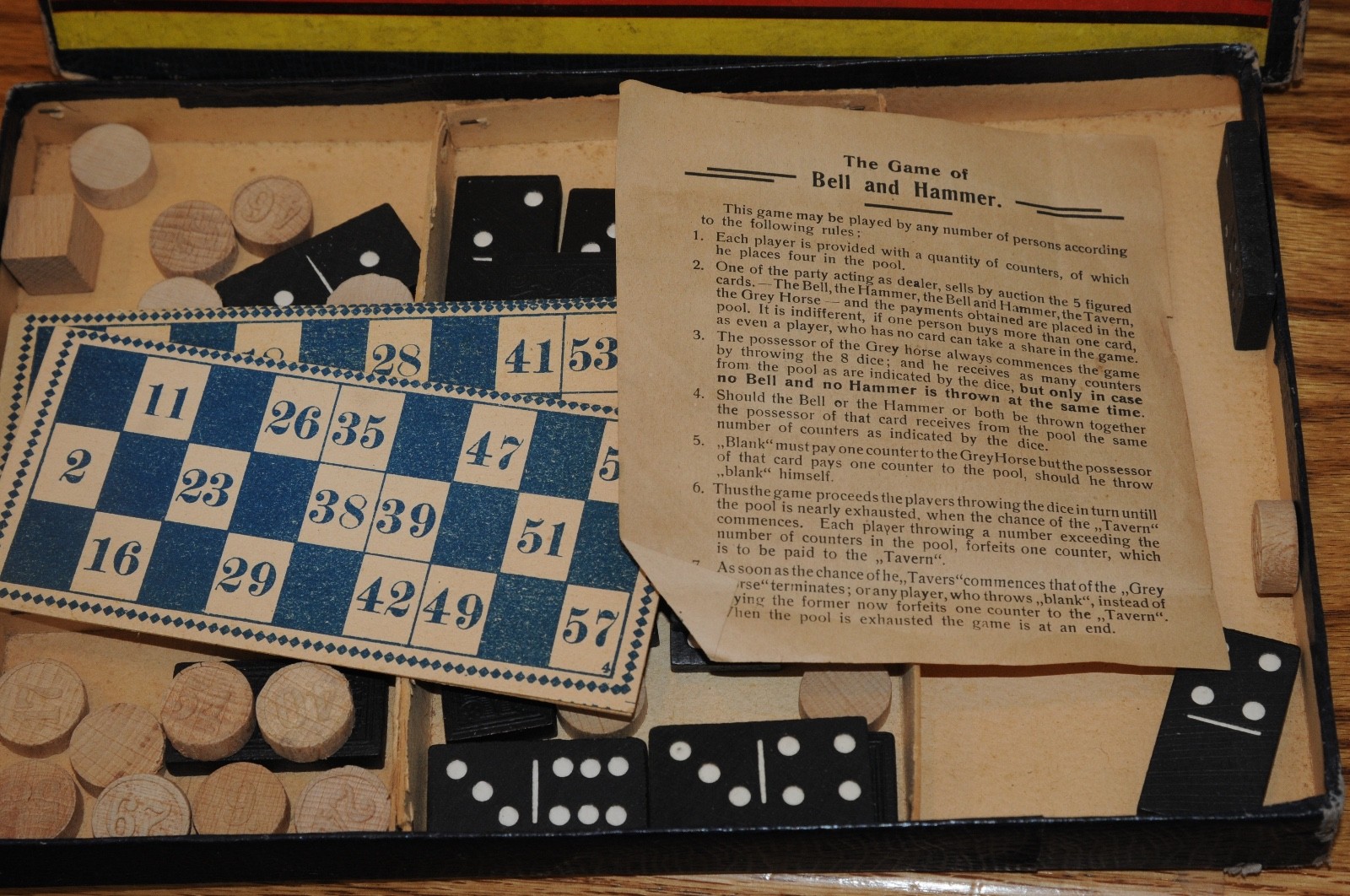 VICTORIAN COMPENDIUM OF GAMES, ORIGINAL BOX TRADITIONAL GAME NOT COMPLETE OLD***