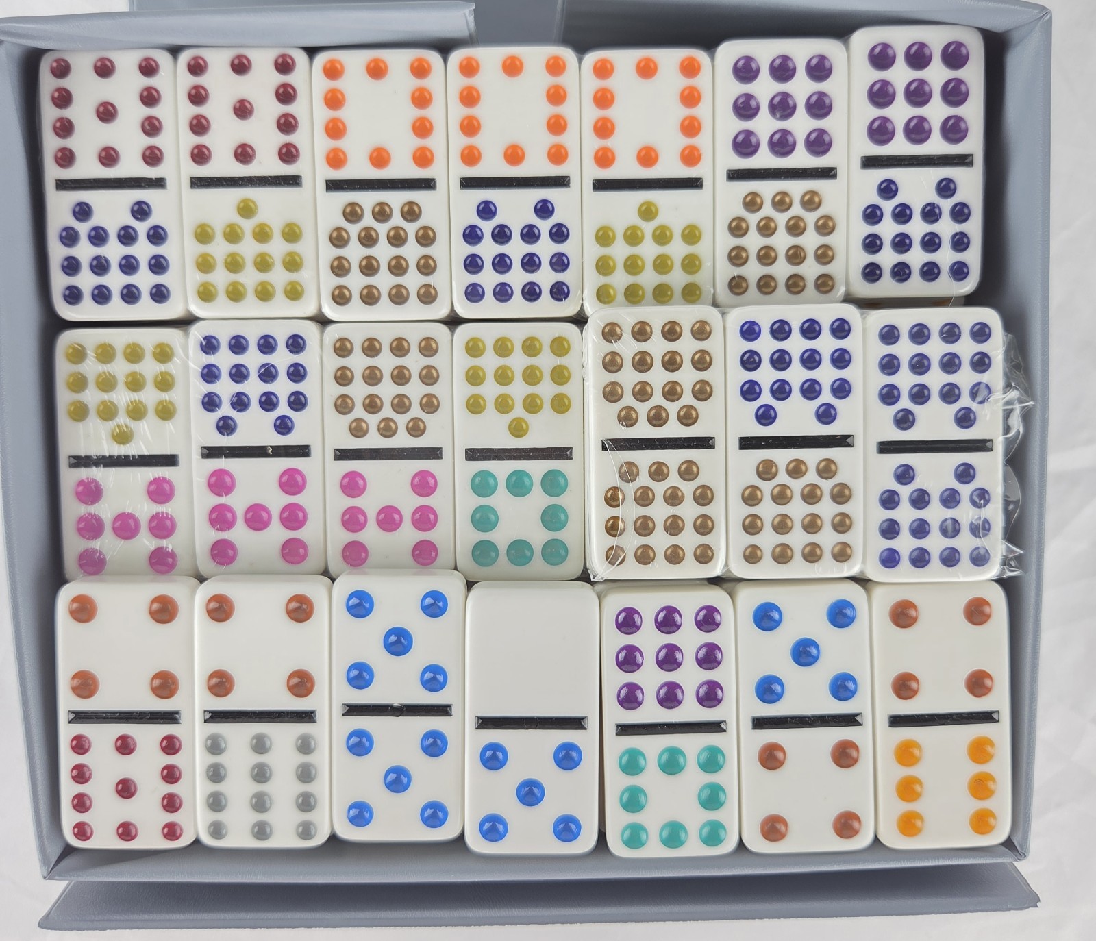 Vintage Double 15 Dominoes by Cardinal Complete 136 Domino Set Case Multi Color