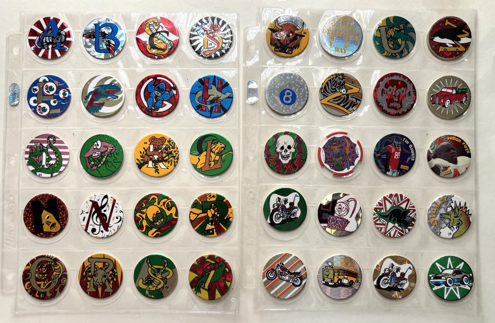 21 HOLOGRAM PAGES POGS MILK CAP Holds 20 each 60 POGS INCL UDED VINTAGE NEW