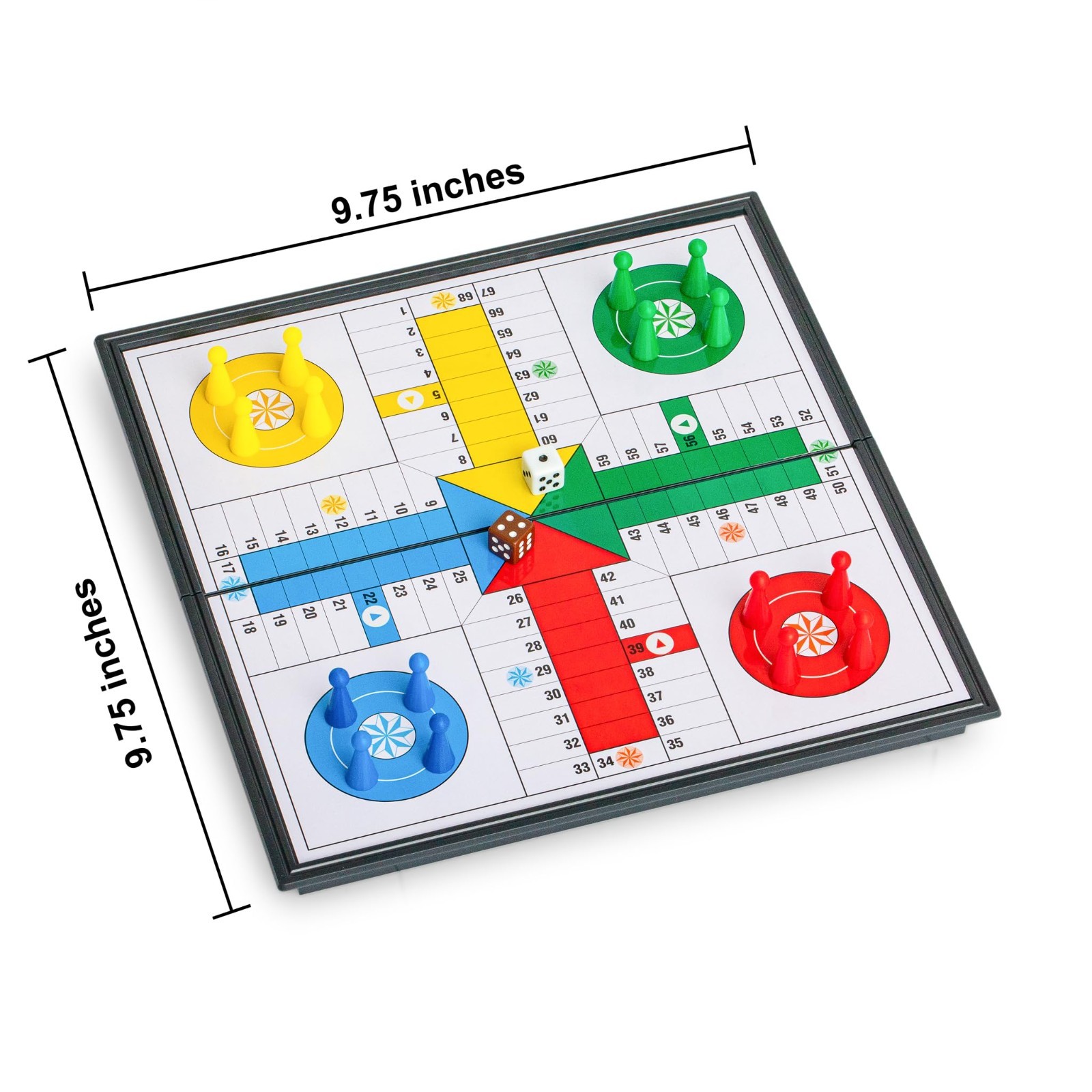 Magnetic Folding Travel Ludo Game Set – Compact 9.75″ Board for Family Fun