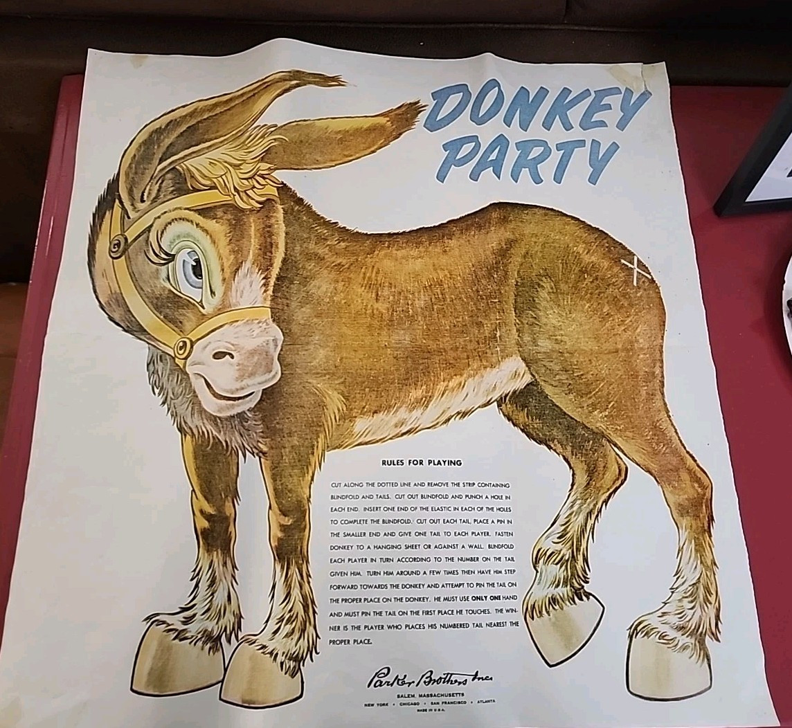 Donkey Party Game 1950’s 60’s Parker Brothers Vintage