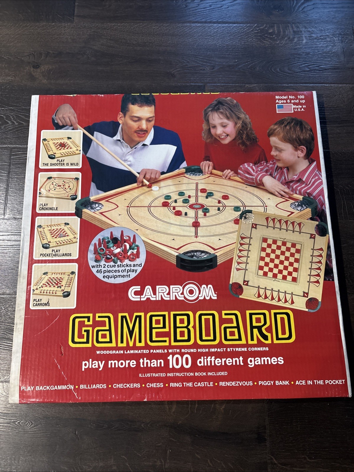 Vintage Carrom Wooden Game Board Table Model 100 Complete NEW Factory Sealed