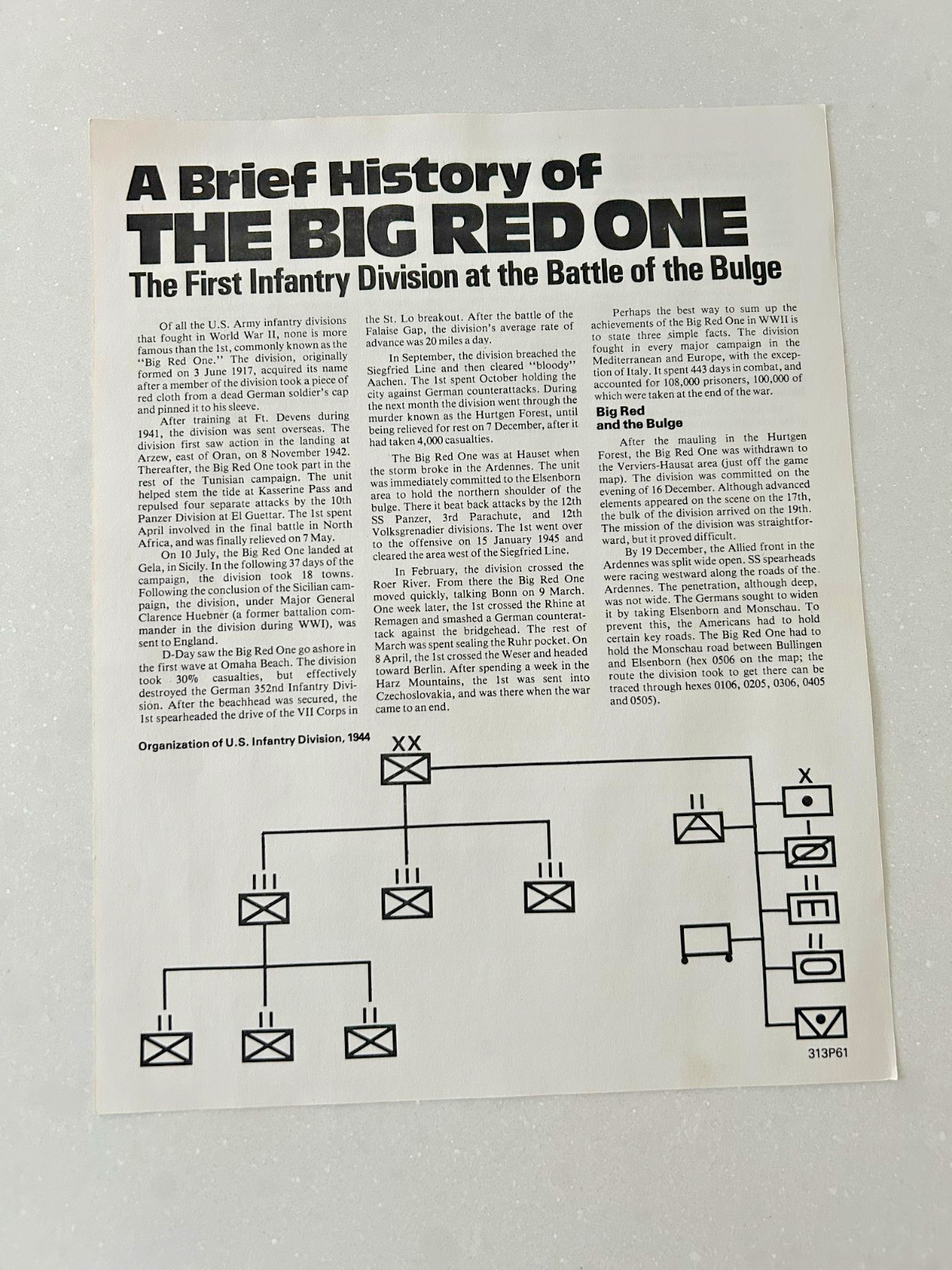SPI board game, The Big Red One, First Division in the Battle of the Bulge