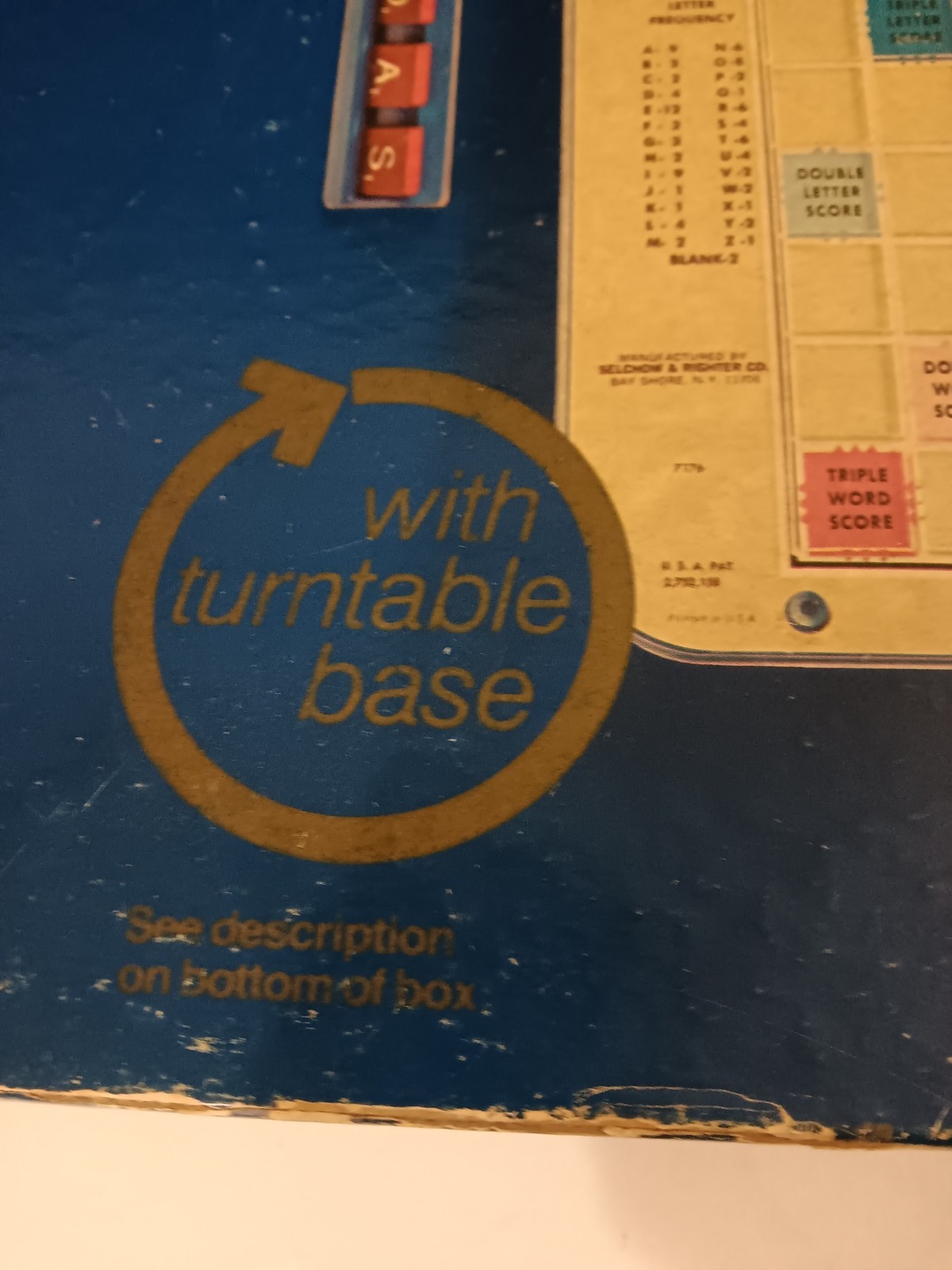 Vintage 1982 Scrabble Deluxe Rotating Turntable Board Game Mahogany Tiles