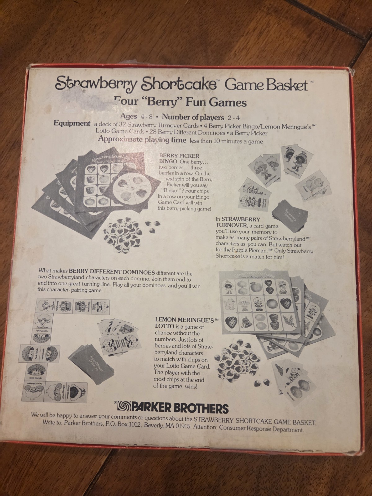 Vintage 1981 Stawberry Shortcake Game Basket Four “Berry” Fun Games Parker Bros