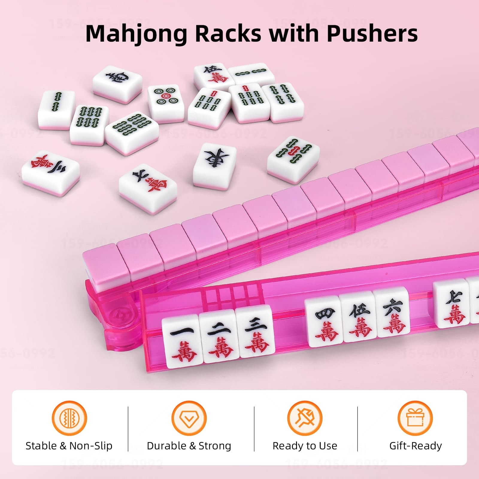 Non-Slip Mahjong Racks with Pushers, 4-Pack Clear Acrylic Racks, American Mah…