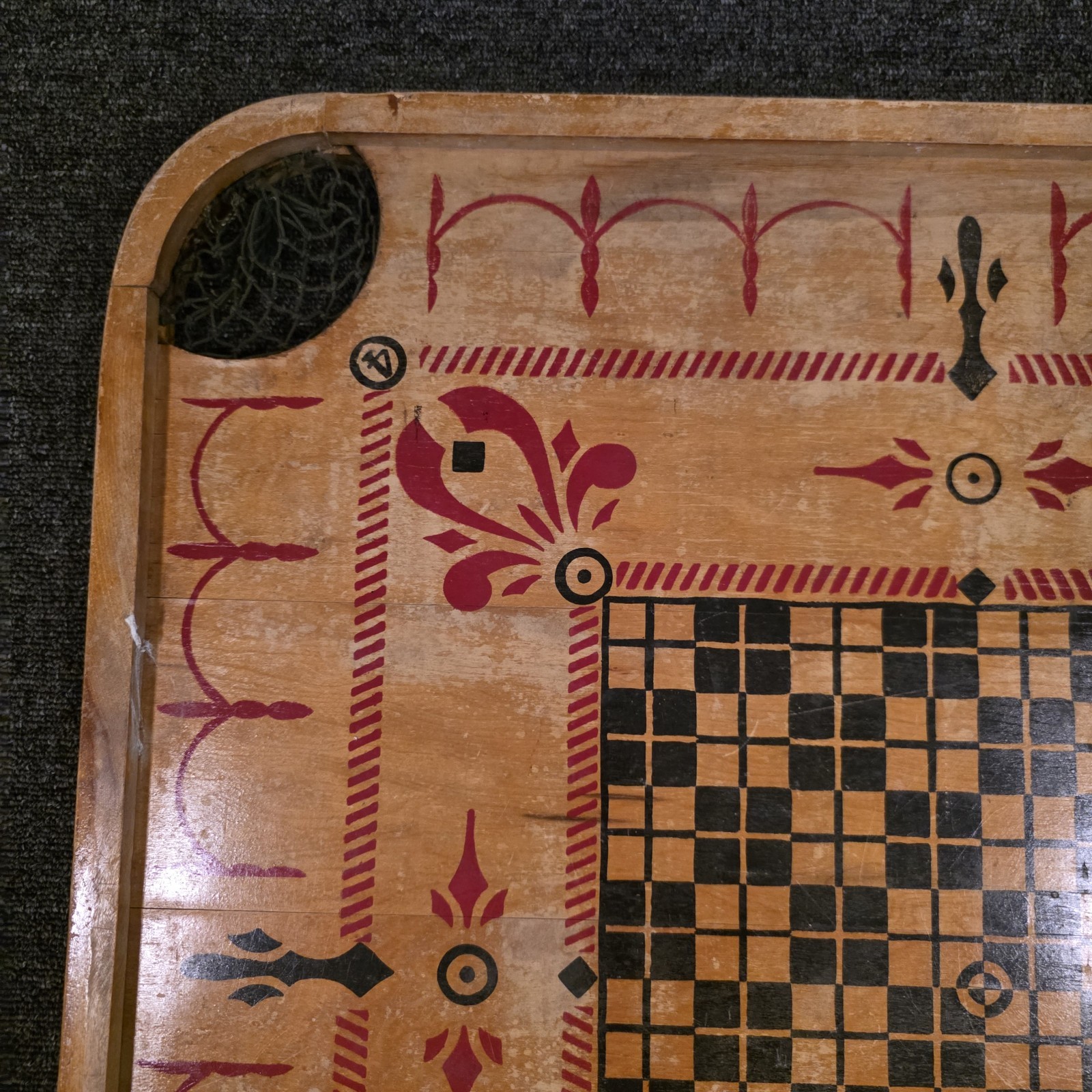 Antique Carrom Company Double Sided Wood Game Board No. 1 Archarena 28.5″X28.5″