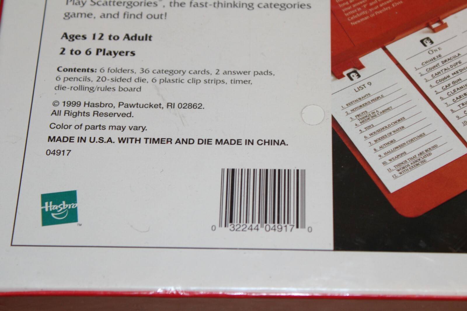 SCATTERGORIES Factory Sealed Box, 1999 Edition, Brand New READ DESCRIPTION