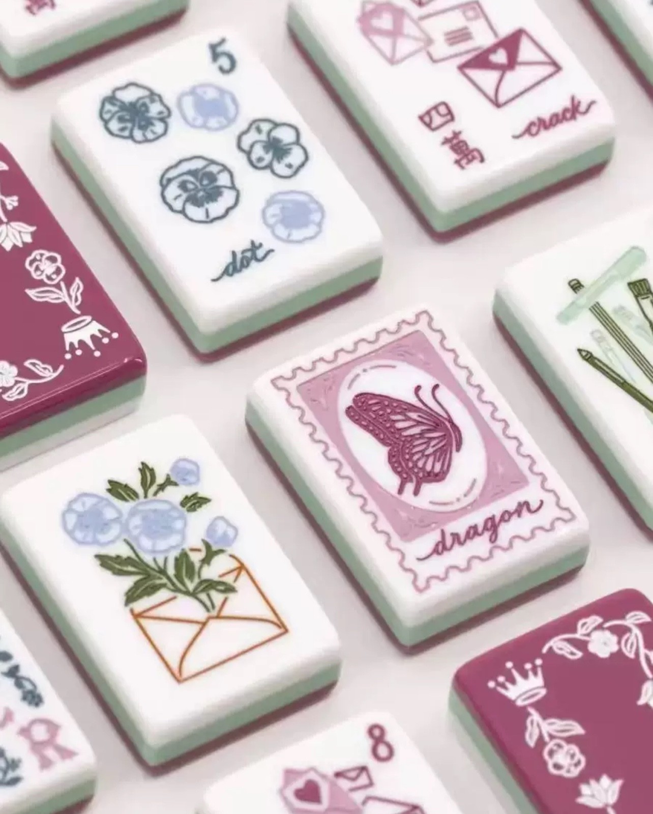 American Mahjong Game Set, 160 tiles Red green 💌 Mah Jong Tiles,+storage Bag