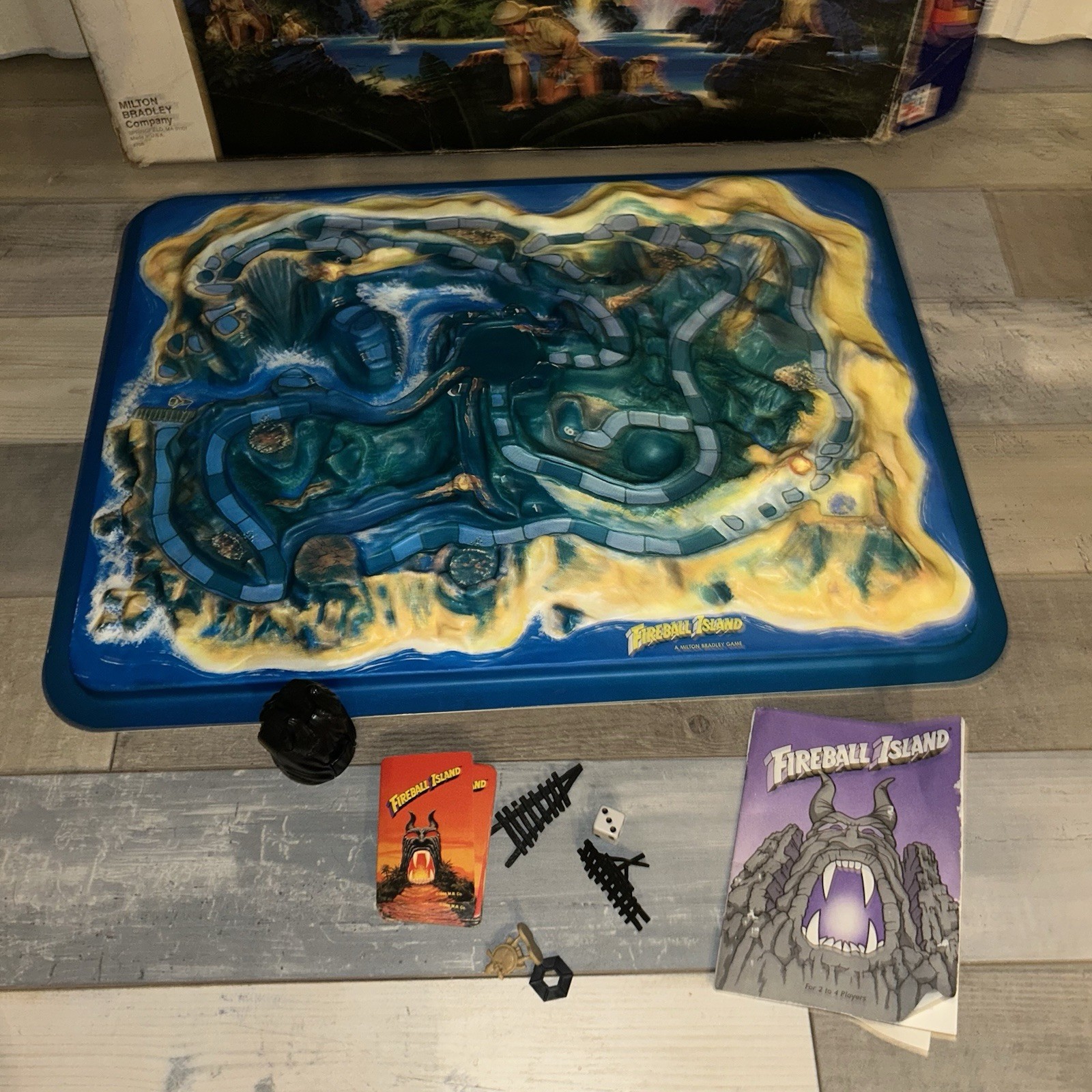 MILTON BRADLEY FIREBALL ISLAND GAME BOARD ONLY WITH BOX 1986 Few Accessories