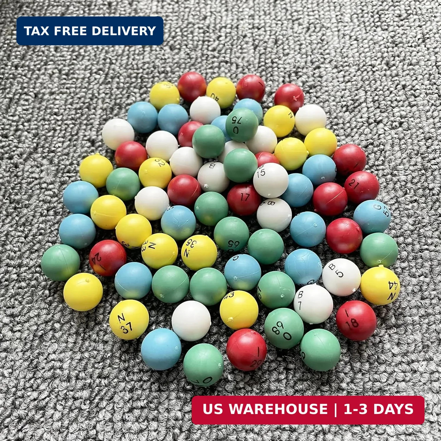 Multicolor Plastic Bingo Balls 75 Pack for Games, Raffles, and Parties FAST USA