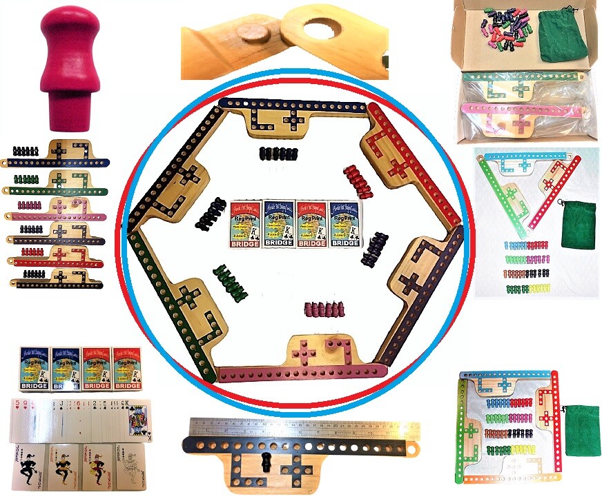 Pegs and Jokers 6 Players Thick Pine Wood Pegs Boards FREE 4 Special Decks Play