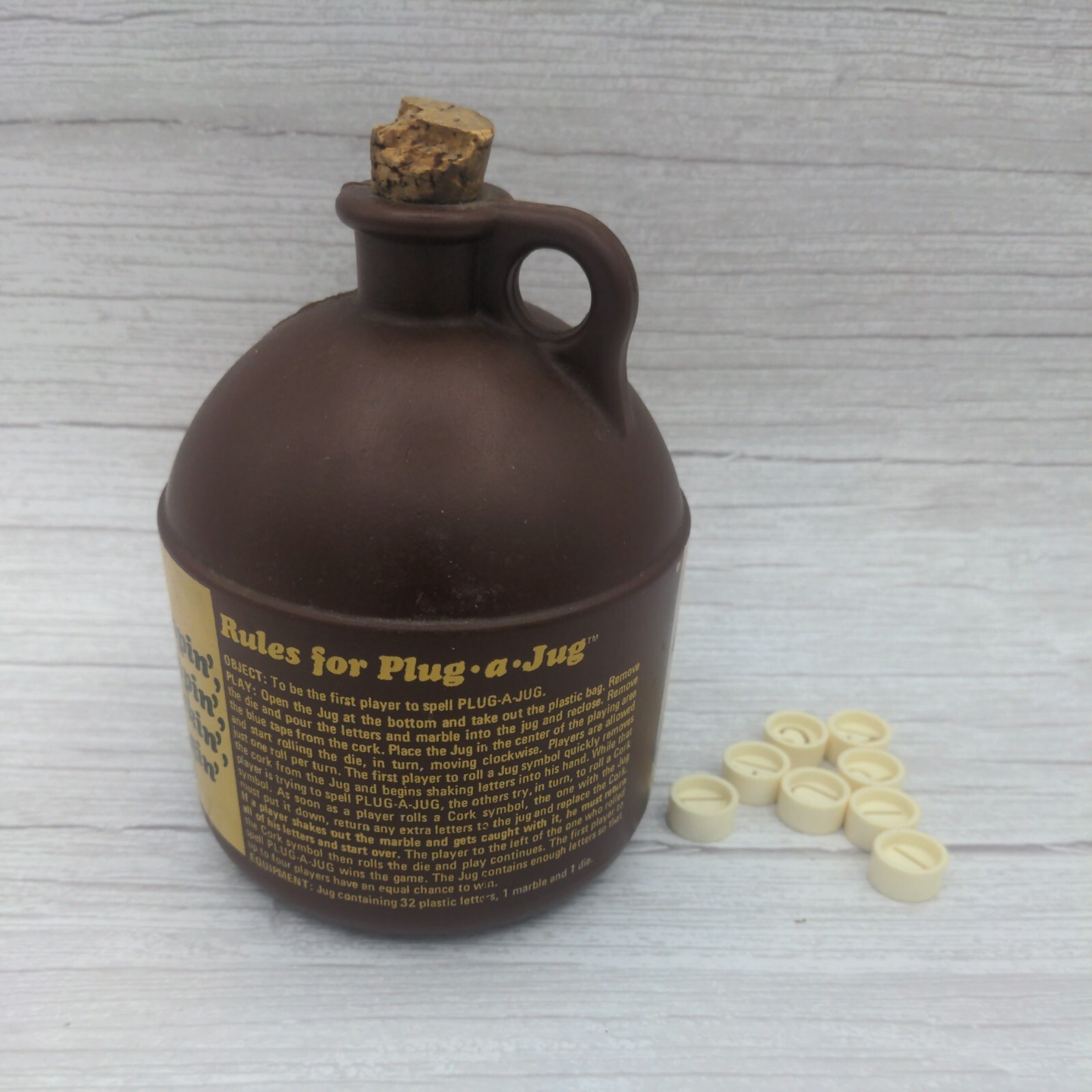 PLUG-A-JUG Game #18 Whiskey Jug with CORK Vtg 1969 Parker Brothers Plug A Jug