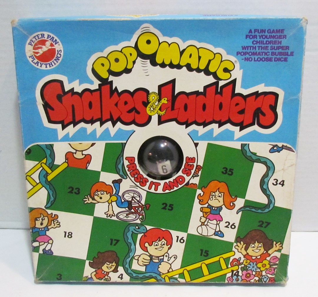 POP O MATIC SNAKES & LADDERS GAME PETER PAN PLAYTHINGS ENGLAND VINTAGE POPOMATIC