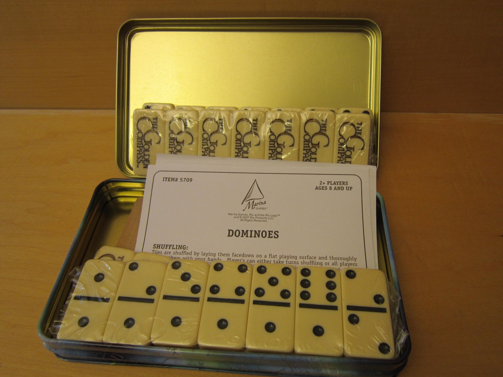 NEW SIGNATURE THE GOLDEN COMPASS DOMINOES STANDARD DOUBLE SIX SET VIC-THOR1