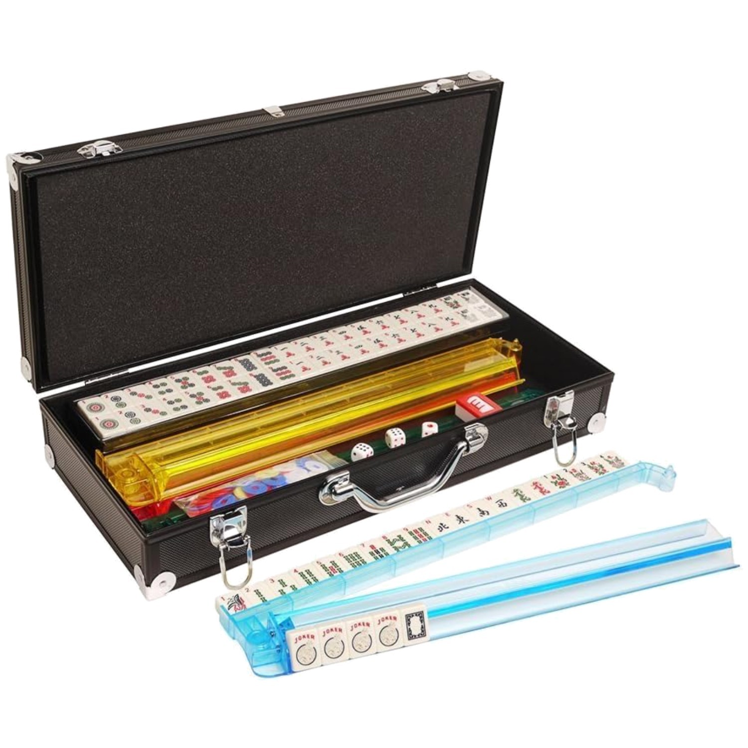 Ivory Mahjong Tiles Set – 166 Engraved Tiles, Aluminum Case..