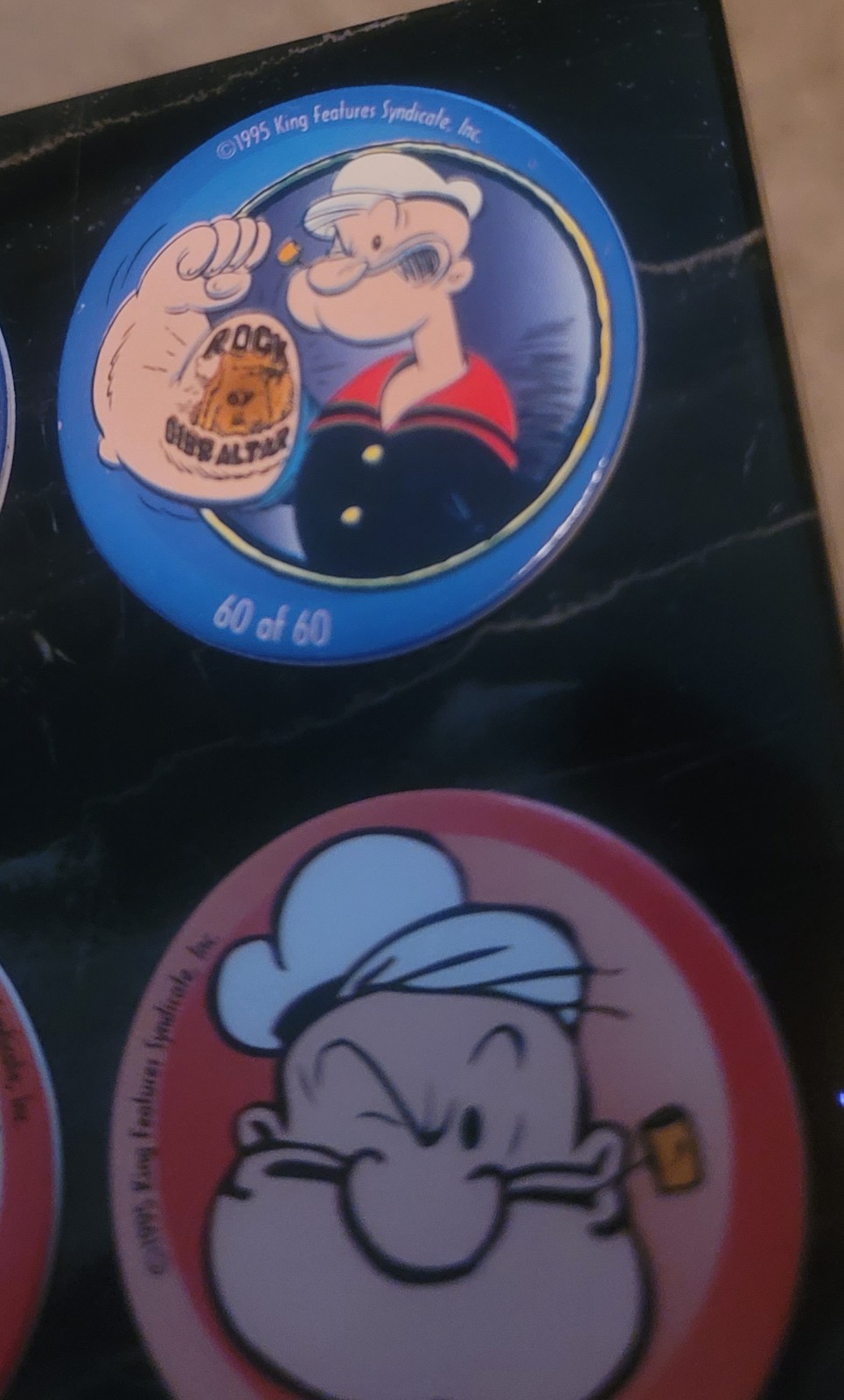 1995 Popeye POGs Complete Set (1–60) + Hot Pink Tube Vintage 90s Milk Cap Game