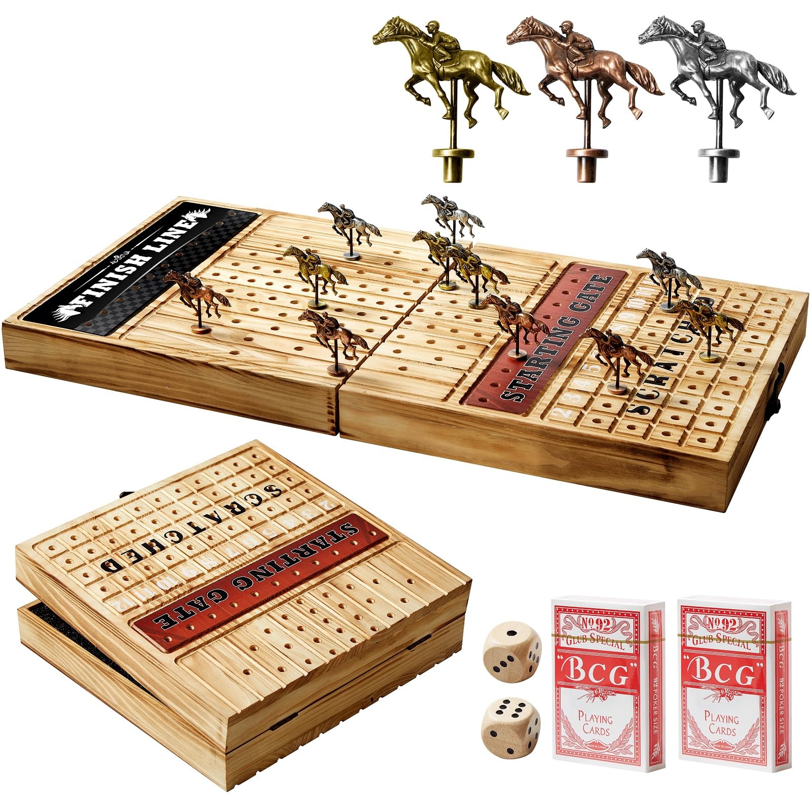 Horse Racing Board Game with 11 Luxury Metal Horses, Horse Race Board Games H…
