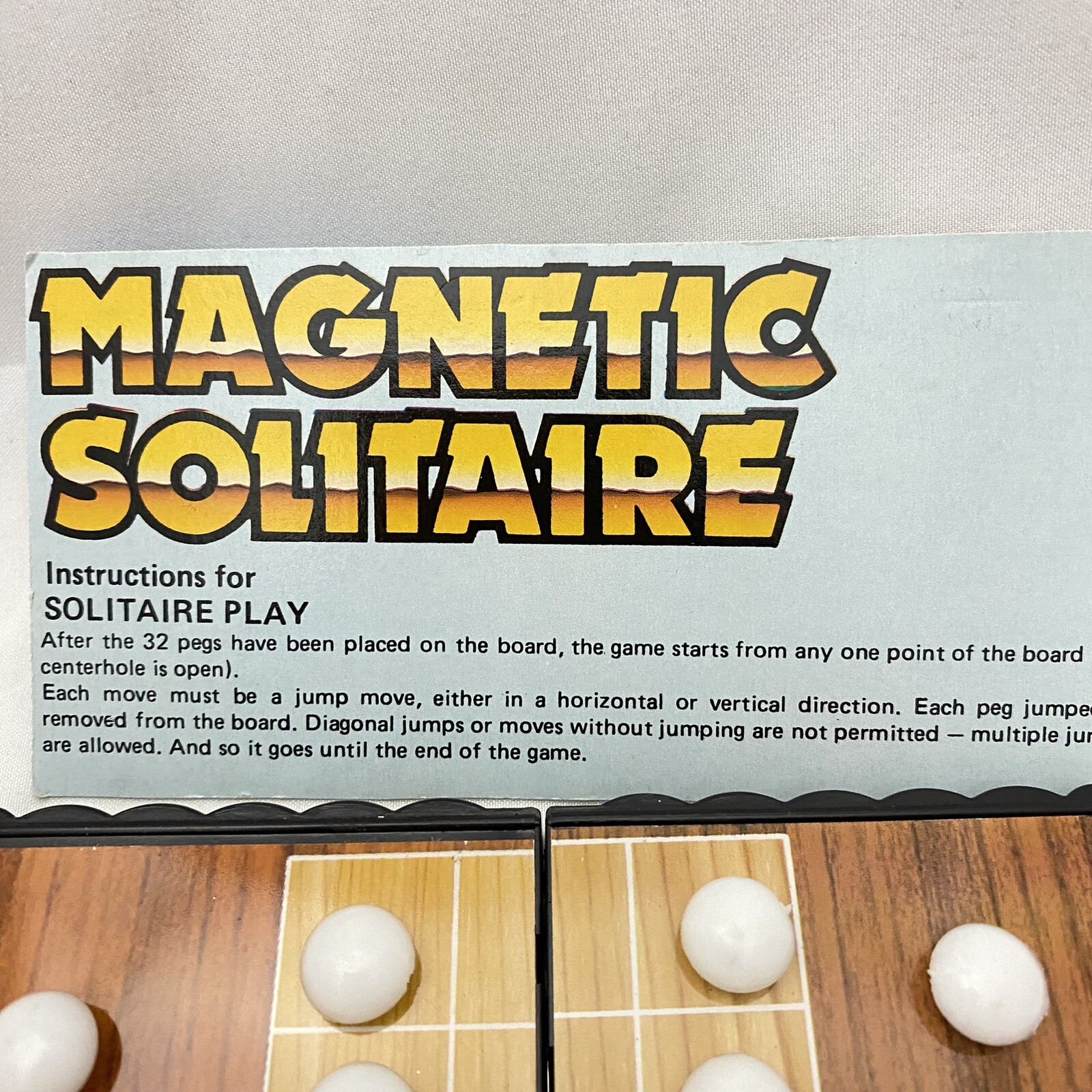 Vintage Magnetic Solitaire Travel Game Children’s Kids Game Mini