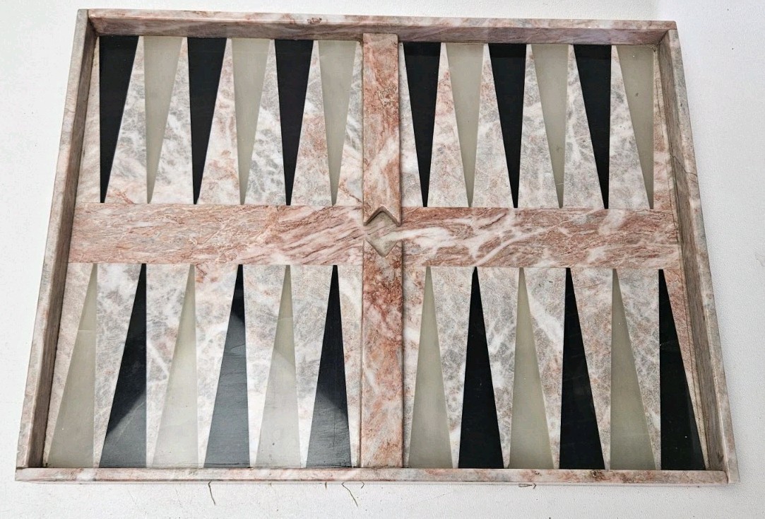 Italian Onyx Marble Backgammon Luxury Playing Board Heavy Stone Table Home Decor