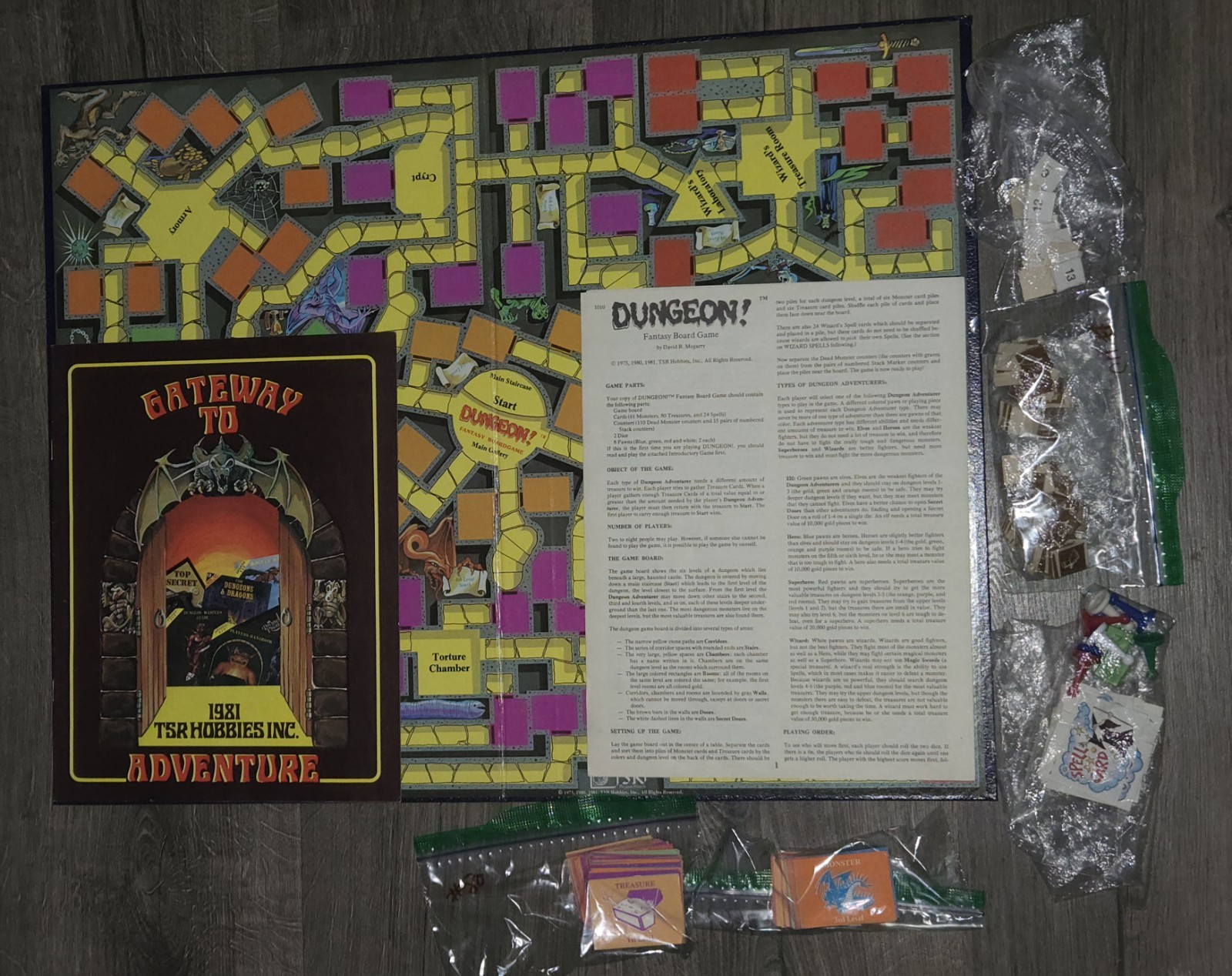 TSR Dungeon! Board Game 1981 VINTAGE – 99% COMPLETE W/INSERTS GREAT CONDITION!