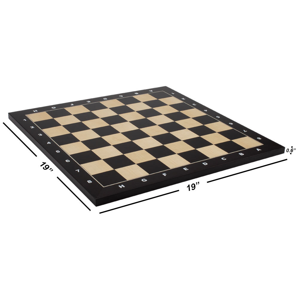 19×19″ Maple Inlaid Wood Chess Board with 51mm Square. Pro Flat Chess Game Board