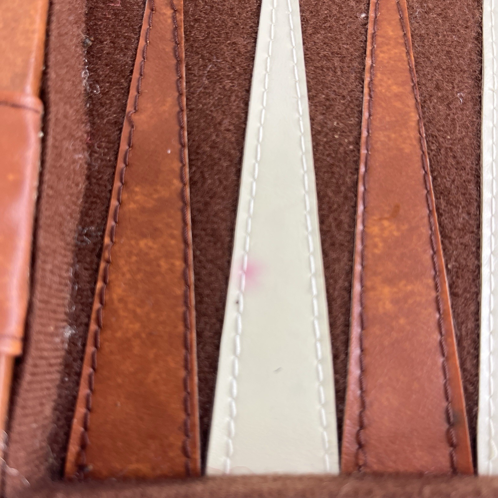 Backgammon Travel Case Game Complete Brown & White Faux Leather Vintage