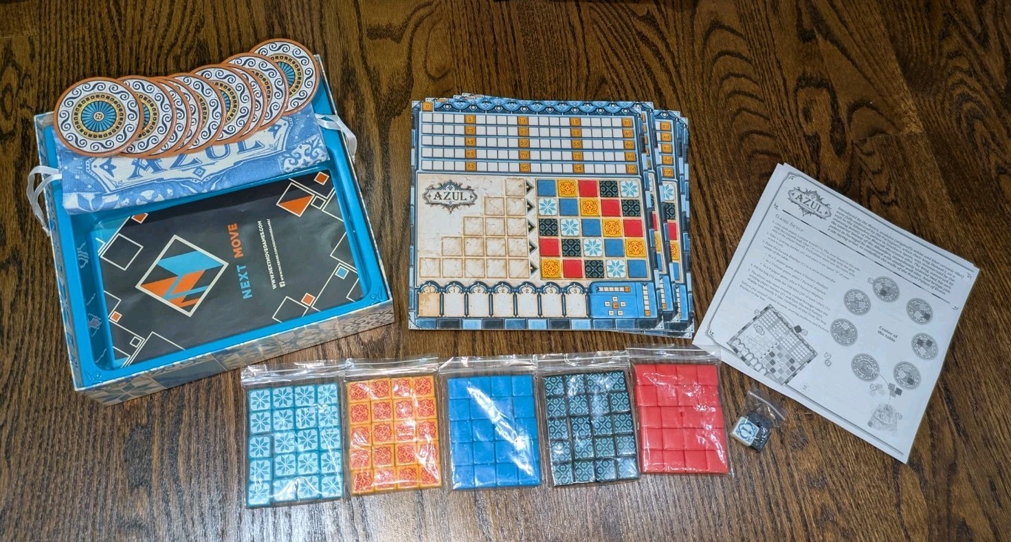 AZUL Tile Laying Decorative Art Board Game Next Move 100% Complete 2018 Kiesling