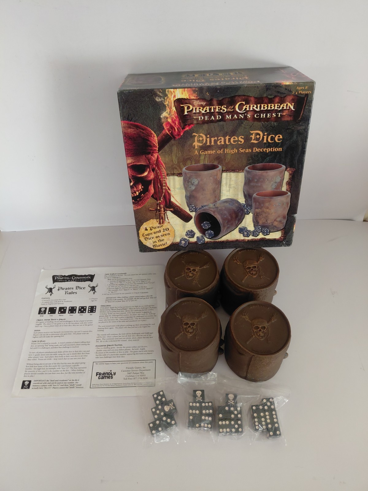 Dead Man’s Chest PIRATES DICE Game 100% COMPLETE Disney Pirates Of The Caribbean
