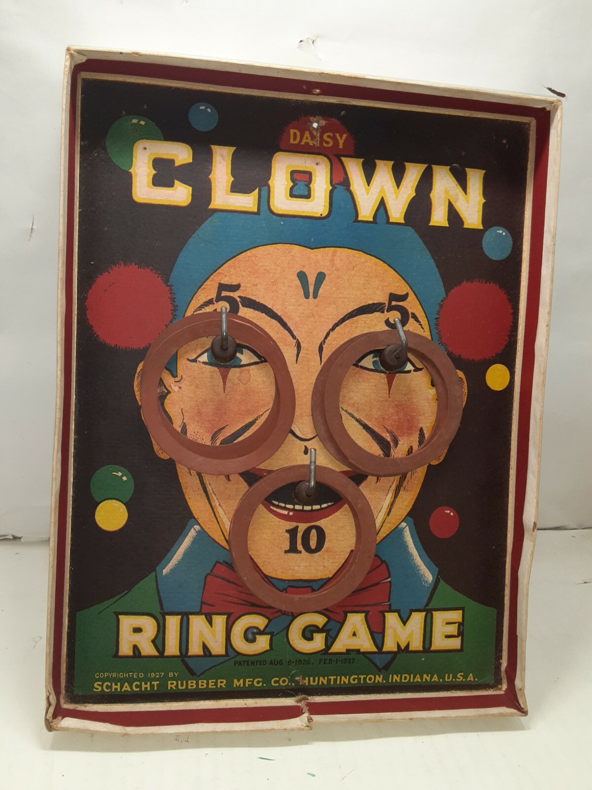 DAISY CLOWN RING GAME 1927 Ring Toss Game VERY RARE Schacht Rubber