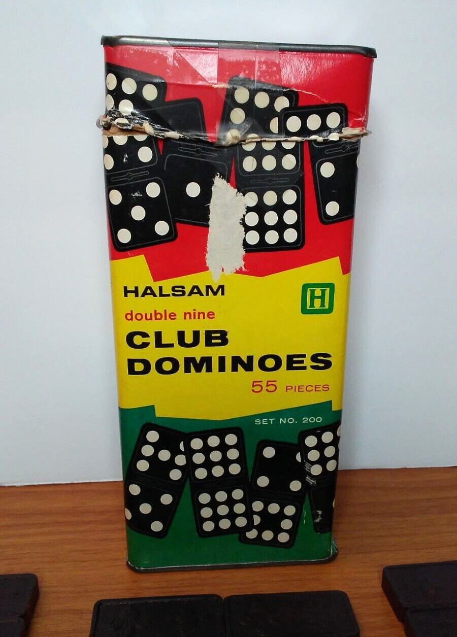Halsam Double Nine Club Dominoes Game Set No. 200 Vintage 1970s Playskool USA