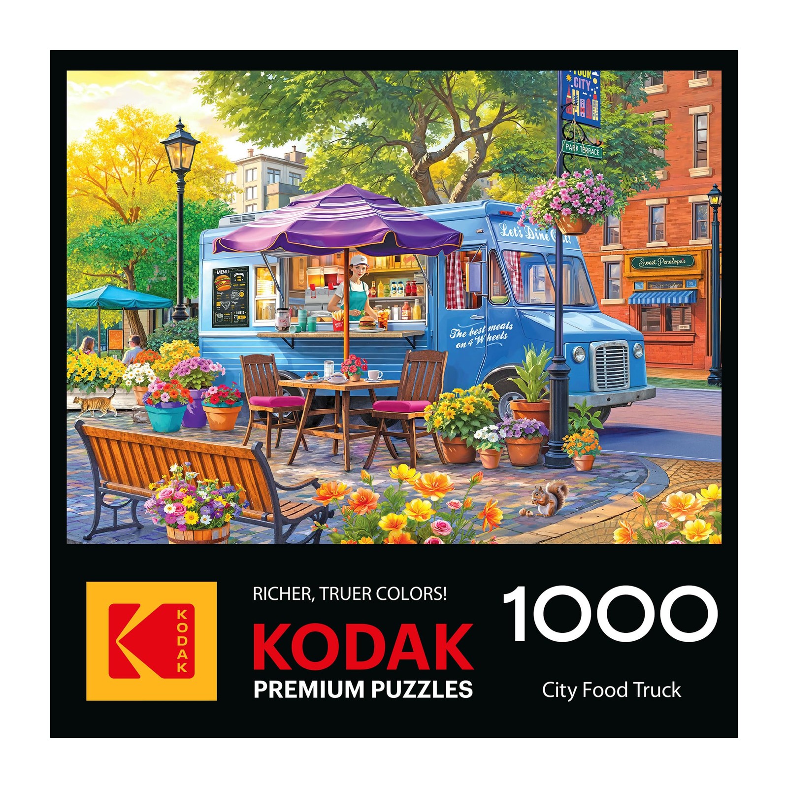 Jigsaw Puzzle 1000 Piece City Food Truck Vibrant Restaurant Scene RoseArt Kodak