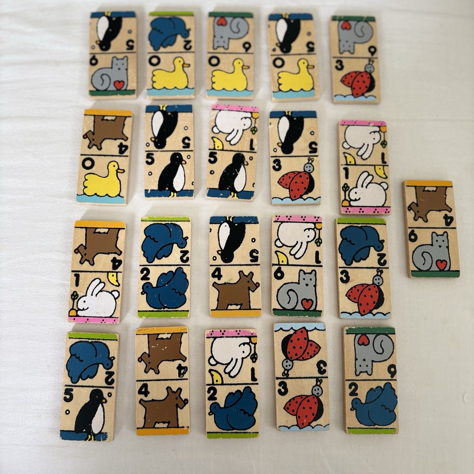 80s Wooden Animal Dominoes 21 Replacement Pieces Play Crafts Miniature Display