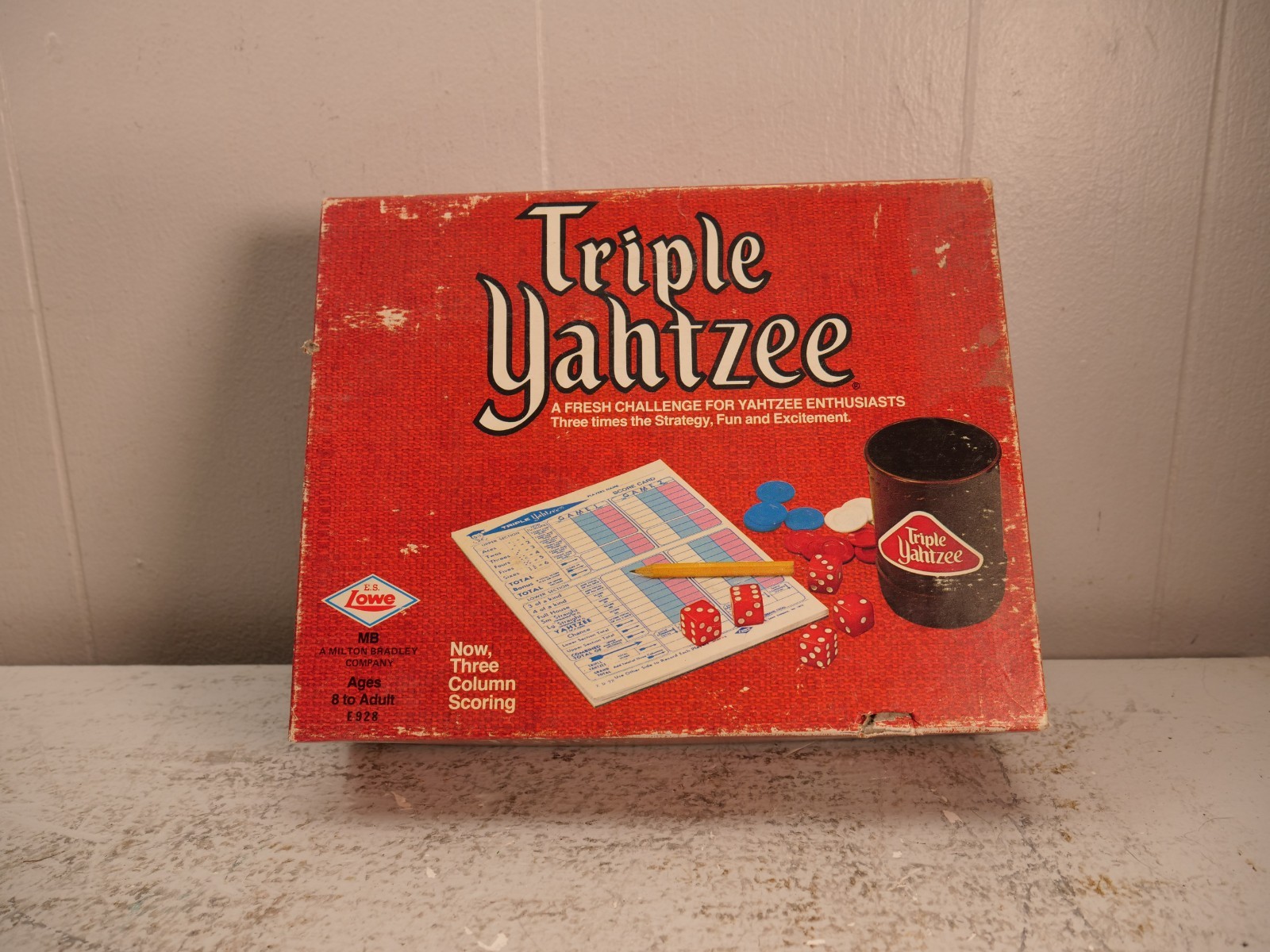 Lot of 4 Vintage Board Games Yahtzee Triple Challenge Spare Time Bowling