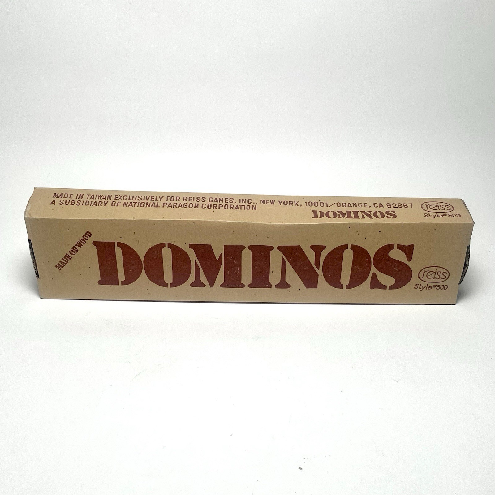 Vintage Reiss Wooden Jumbo Dominoes Game Set Unique 4” x 2” Pieces w/ Metal Rod