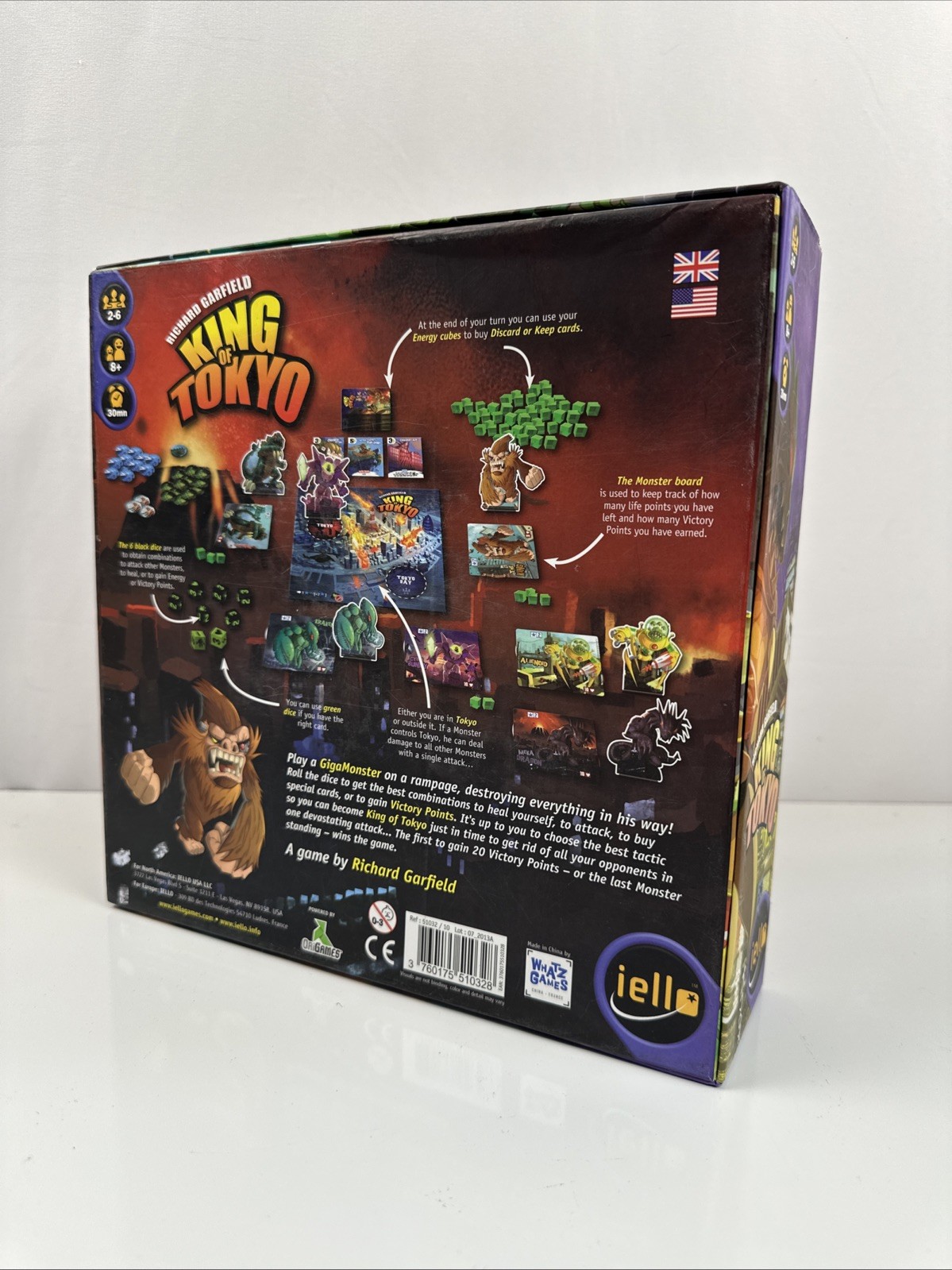 King of Tokyo Board Game + Power Up Expansion – Incomplete Base Cards – Pandakai