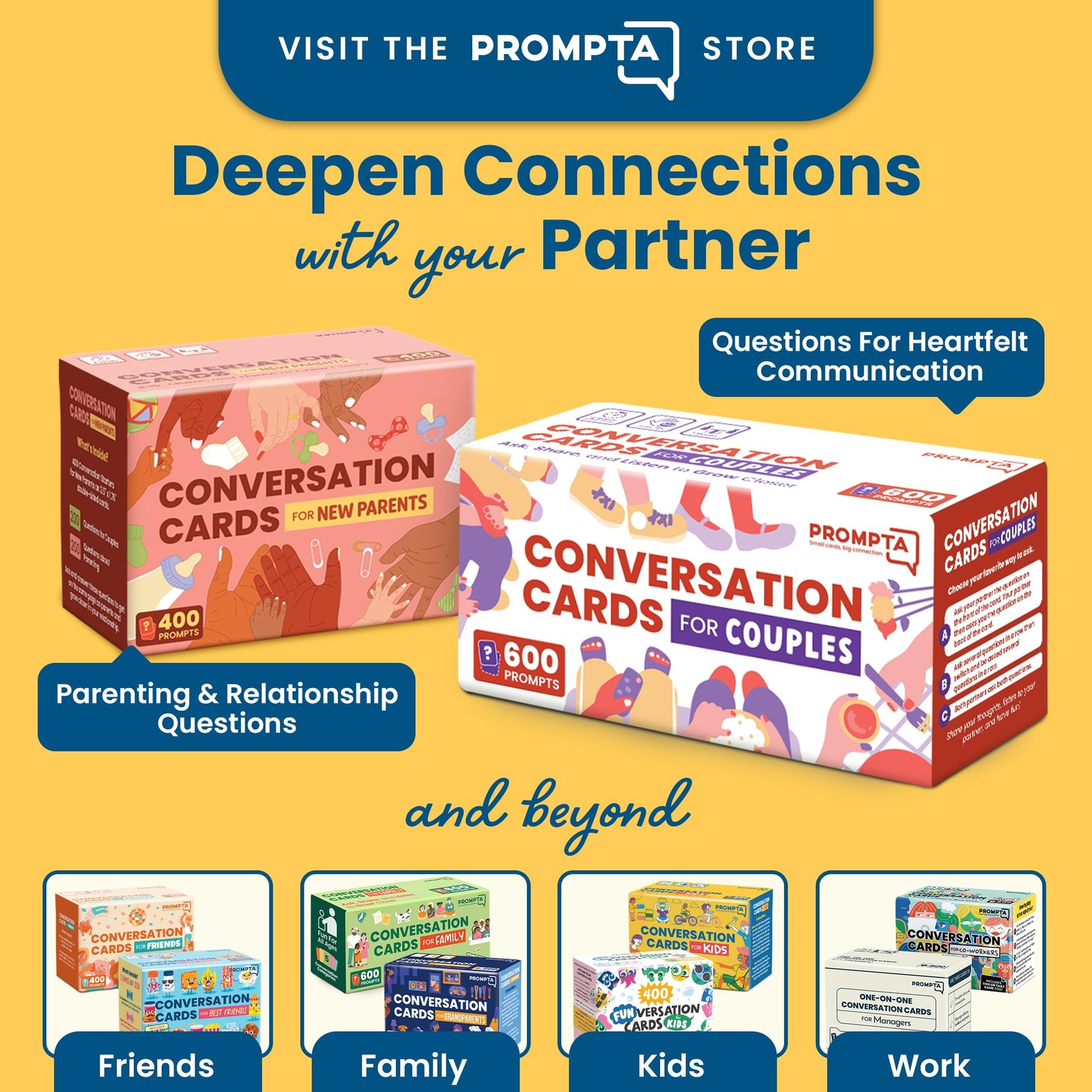 Prompta 600 Conversation Cards for Couples – Light, Medium, and Deep GettoKno…