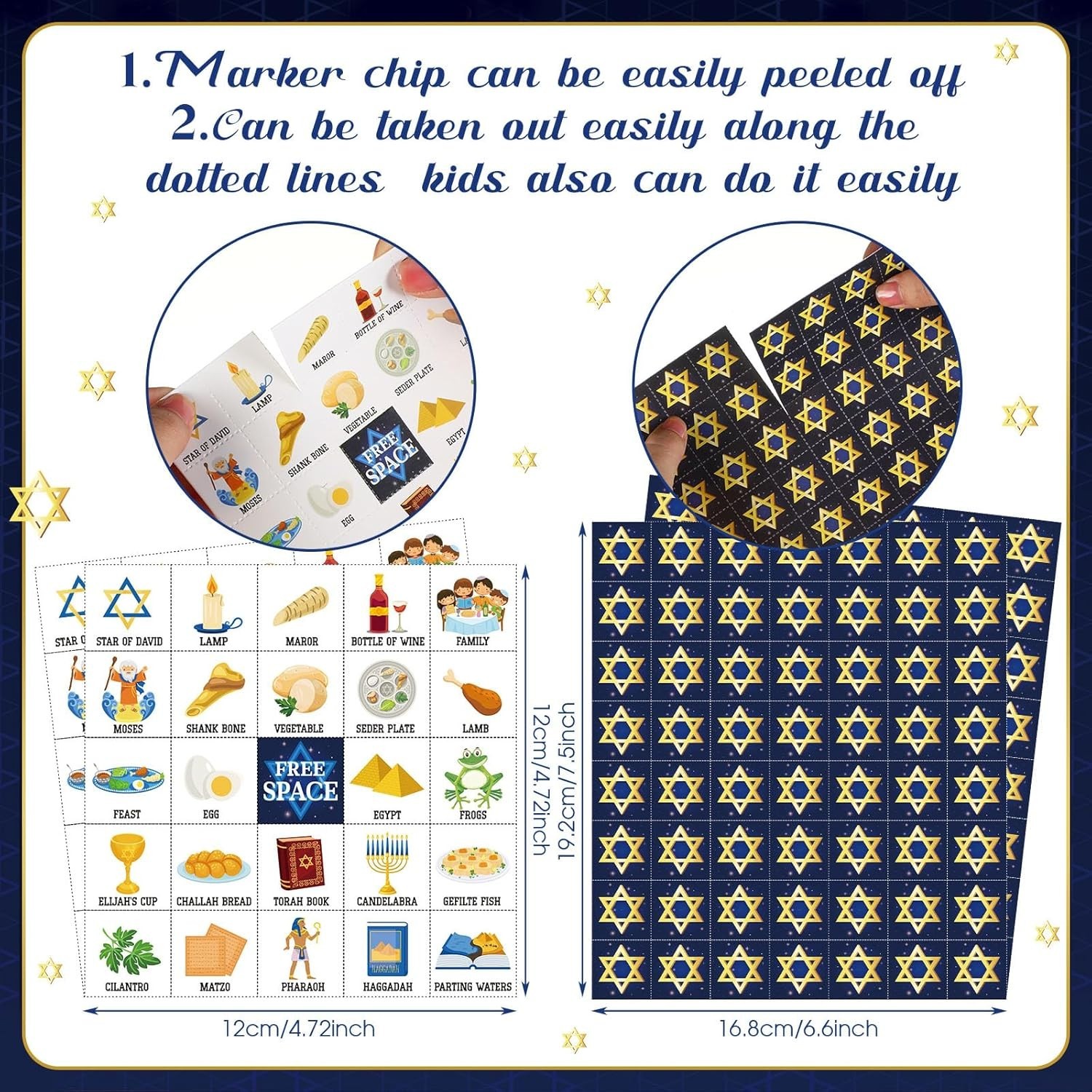35 Pcs Passover Bingo Games 24 Players Pesach Bingo Cards Jewish Seder Matzo …