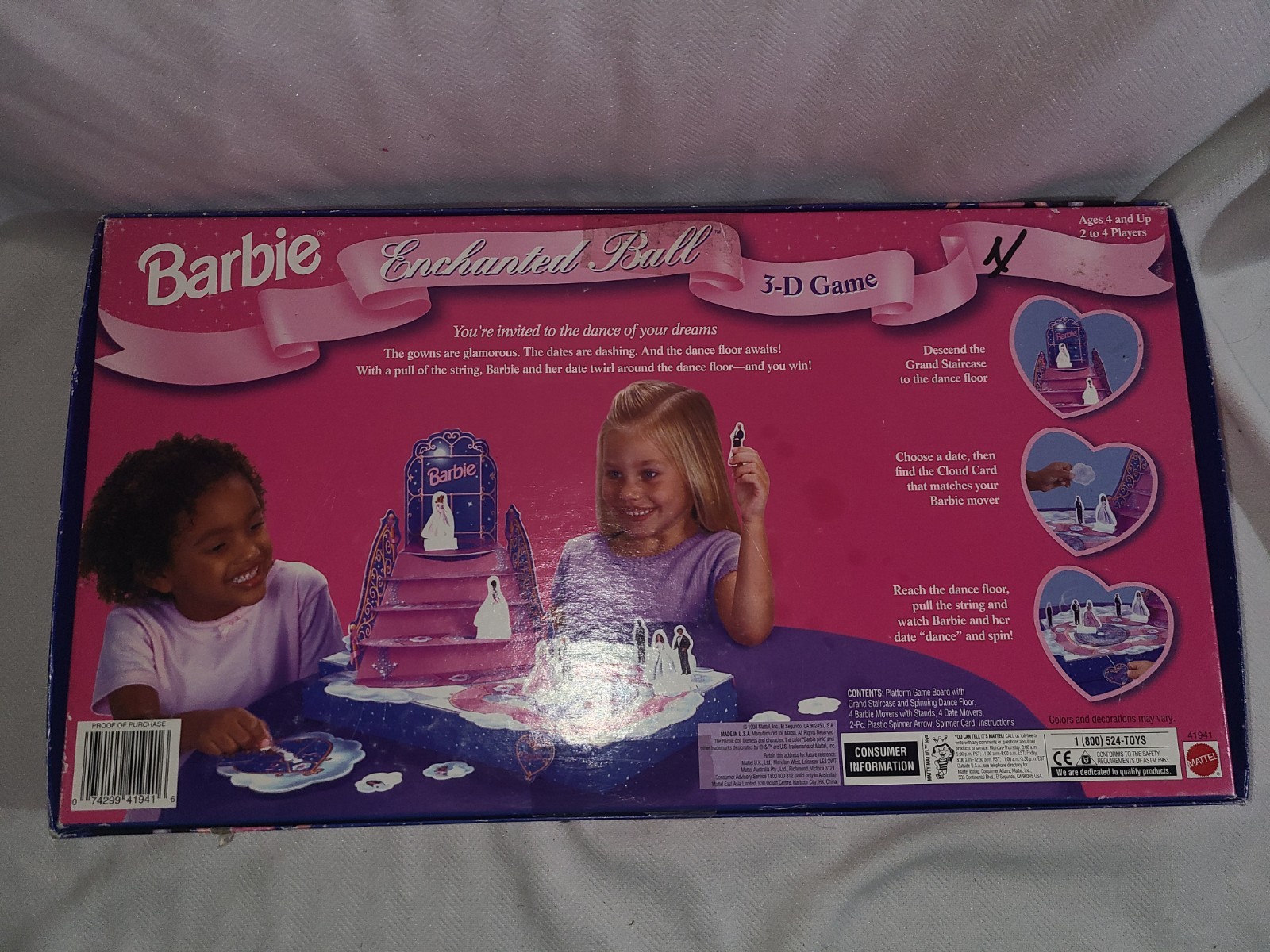 Barbie Enchanted Ball 3-D Board Game Mattel 1998 Dates Dreams Dances Complete