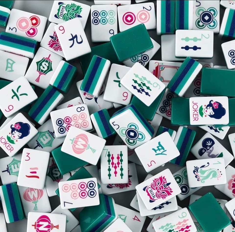 American Mahjong Game Set, 160 Dark Teal Green Layered Mah Jong Tiles