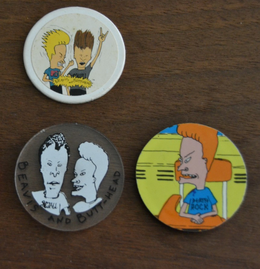 4 POGS 1990’s BEAVIS AND BUTTHEAD Plastic Slammers Vintage LOT #10