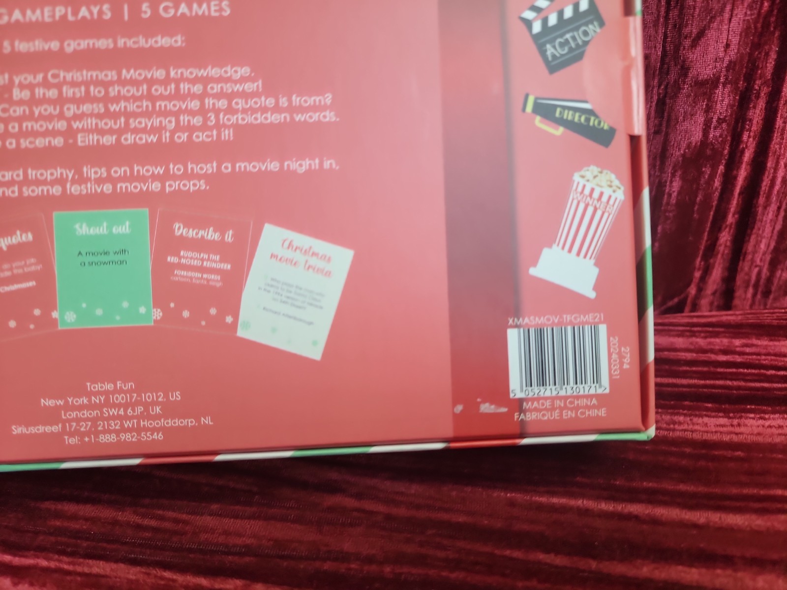 Table Fun Christmas Movie Trivia Game, Multiple Games, Card Trophy, 2+ Players